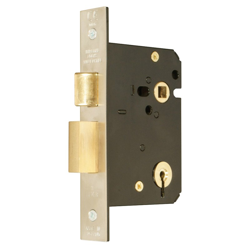 Internal Door Locks 3 Lever Sash Lock - 63mm / 45mm Backset